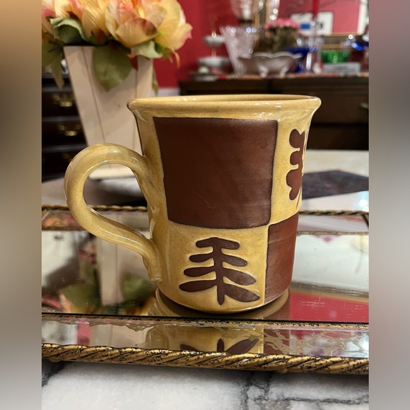 Handmade Caribou Pottery Coffee Mug Mix of Matte & Glazed w Primitive Design - Picture 5 of 13